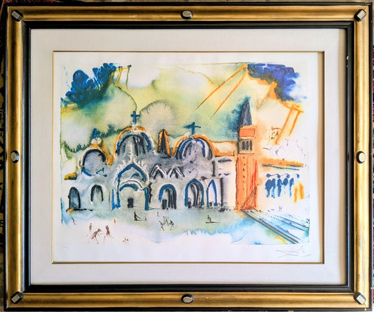 Venezia (la Basilica e il Campanile)  -  Salvador Dalì - 1978 litografia firmata70x100 - Stima € 9.000